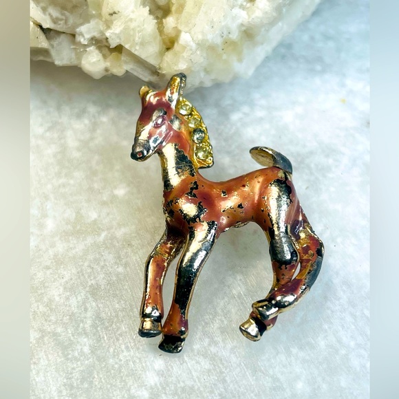 🖤 Vintage 🖤 Horsey Brooch Pony Equestrian Mid Century 🐴 Horse Pin 1960s - Picture 1 of 3